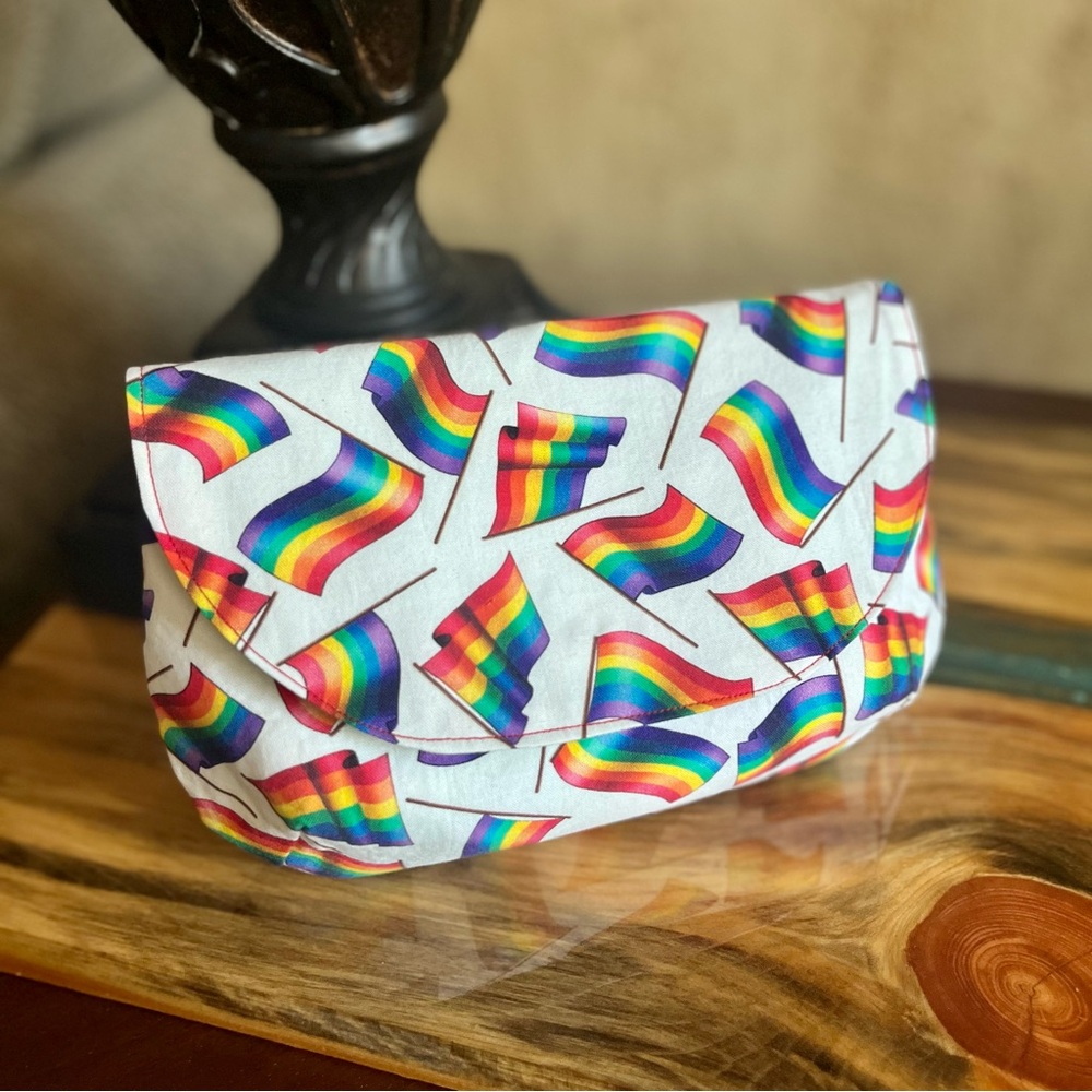 Rainbow PRIDE Flag Stripes Print magnetic clasp Clutch Fabric Handmade Clutch